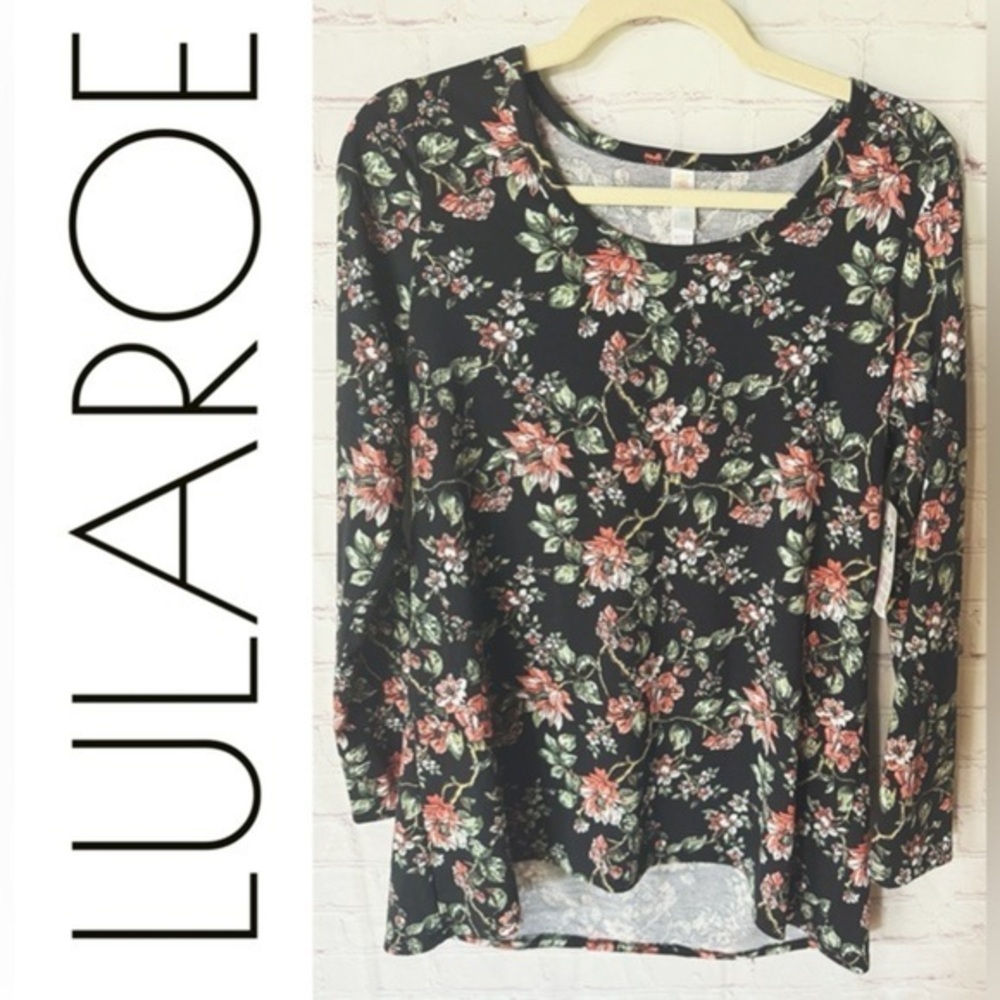 LuLaRoe NEW Lynnae Women's Black Floral Top -M-